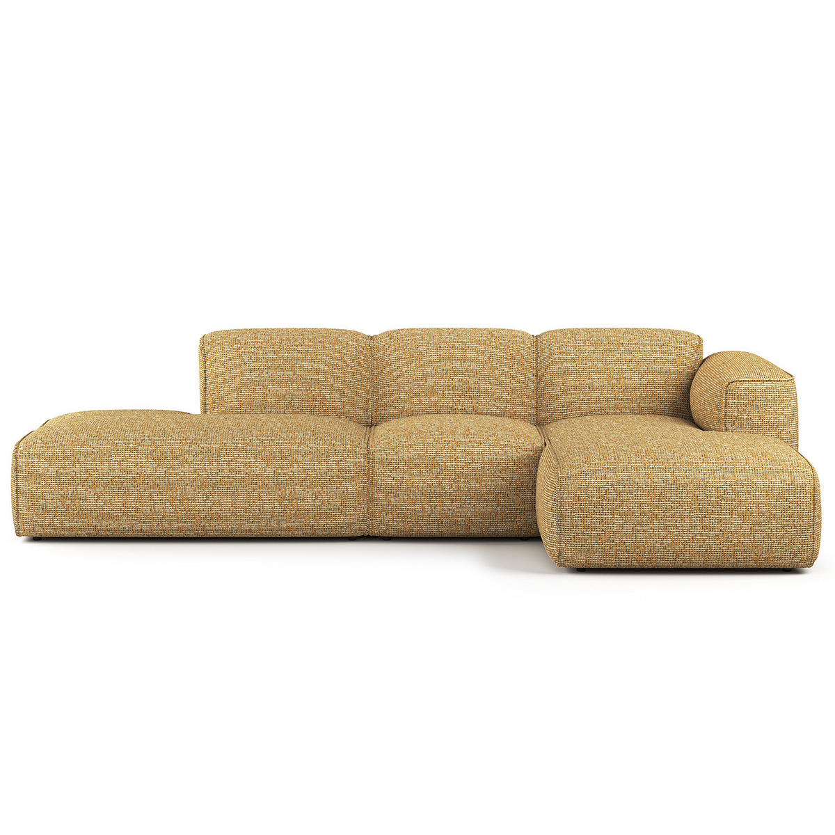 ECKSOFA mit Chaiselongue - Schwarz/Honig, Kunststoff/Textil (290/173cm) - home24