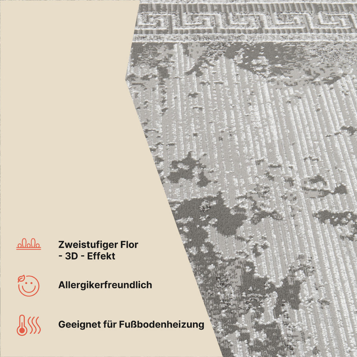 TEPPICH ARES Grau Beige 120/170 cm - Beige/Grau, Textil (120/170cm) - Tapiso