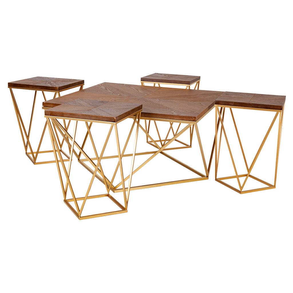 COUCHTISCH , 5er-Set - Goldfarben, Metall (200/200/50cm) - Wanderlust
