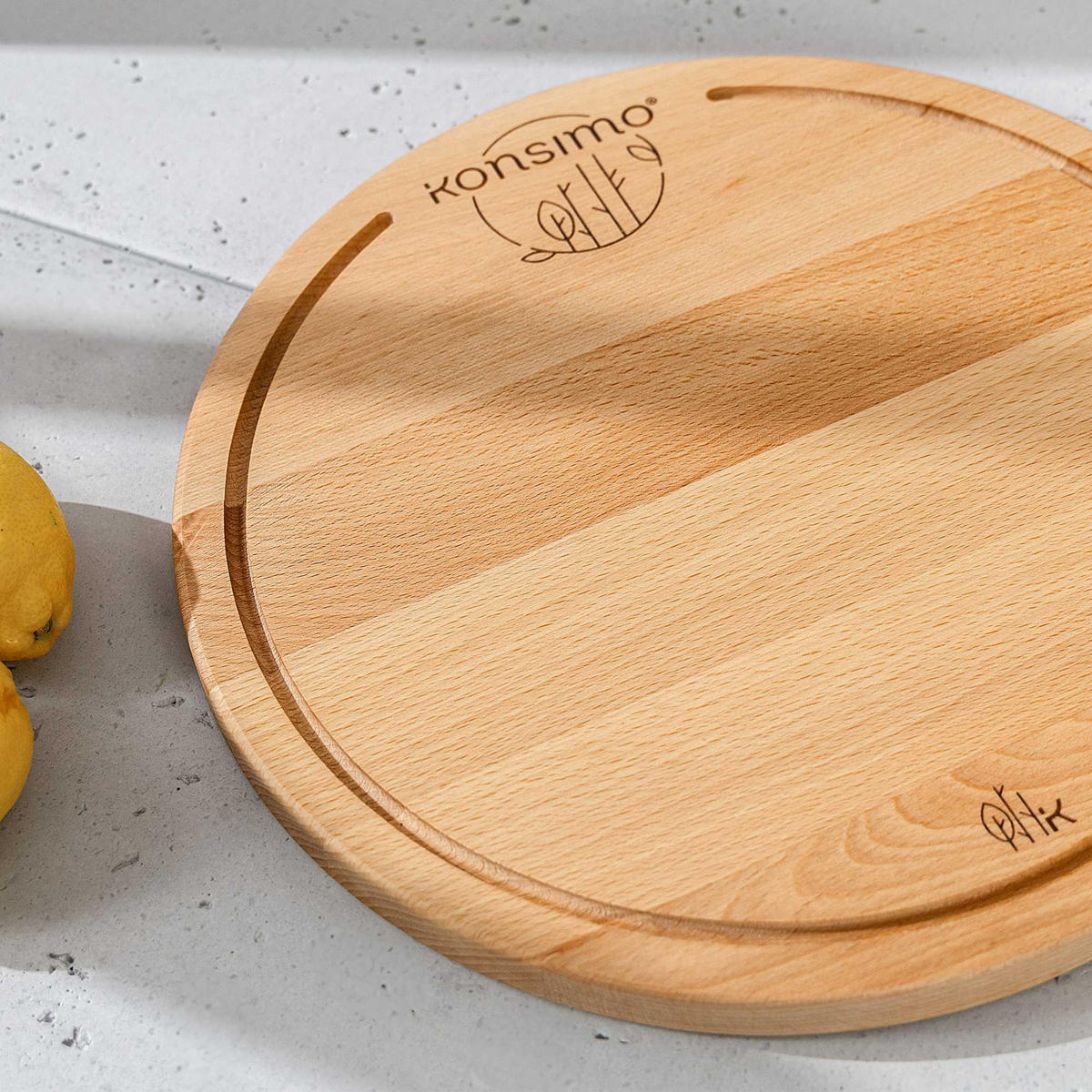 SCHNEIDEBRETT Holz Buche geölt LESTE - Buchefarben, Holz (32/32cm) - KONSIMO®