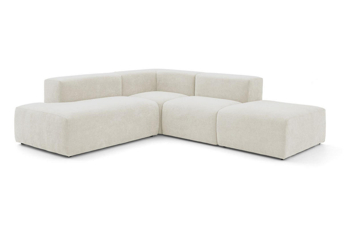 4-SITZER modulares Ecksofa HEAVEN SET 3 Links, Breite 270 cm Webstoff Weiß - Schwarz/Weiß, Holz/Kunststoff (245/270cm) - Muffo