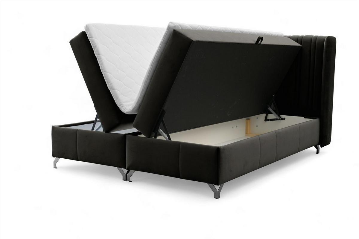 BOXBETT Damien - Schwarz, Holzwerkstoff/Textil (140/200cm) - Fun Möbel