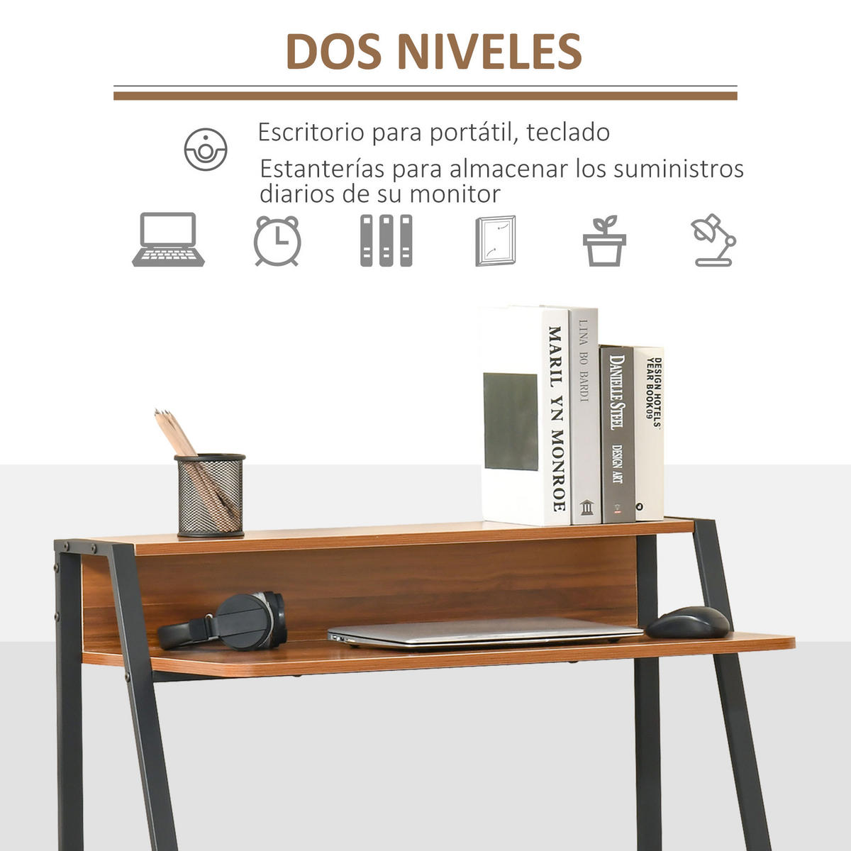 BÜROTISCH Nussbaum 1 Stück - Nussbaumfarben, Holzwerkstoff (45/85/84cm) - GiPP