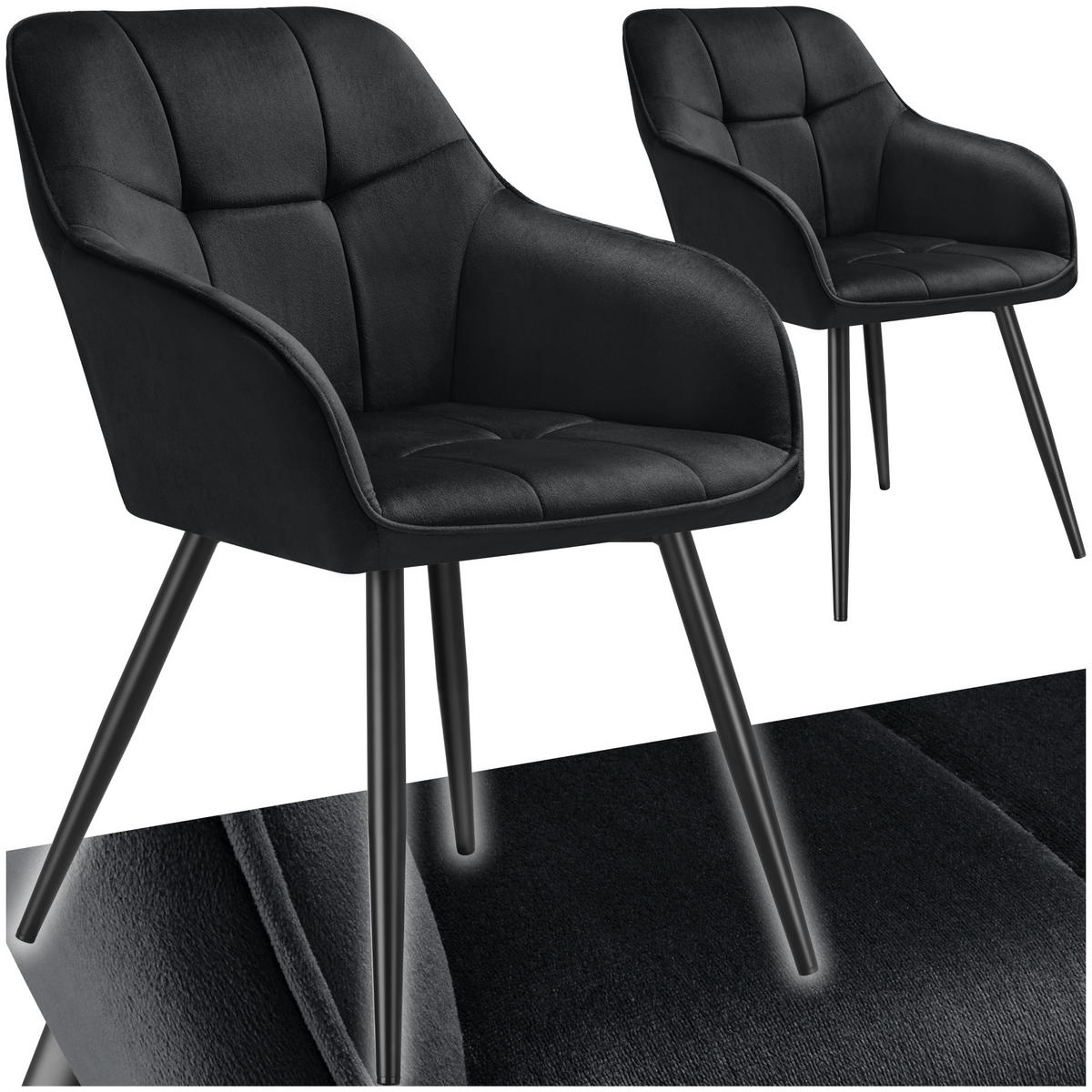 ESSZIMMERSTUHL 2er Set Marilyn 58 x 62 x 82 cm schwarz/schwarz - Schwarz, Kunststoff (58/82/62cm) - tectake