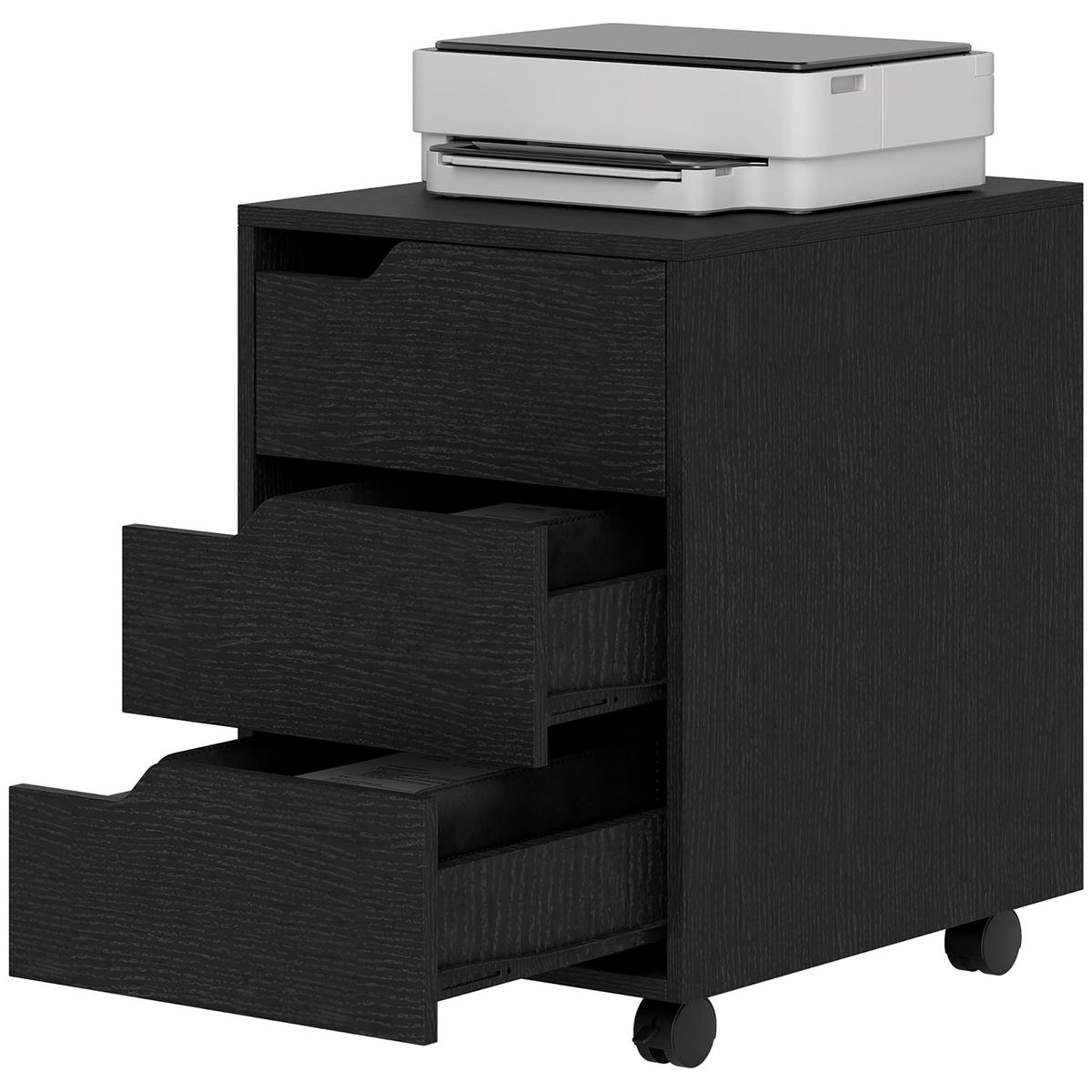 ROLLCONTAINER DE-14468 3 Schubladen, mobil Schwarz - Schwarz, Holzwerkstoff (40/57.5/50cm) - ComfortXL