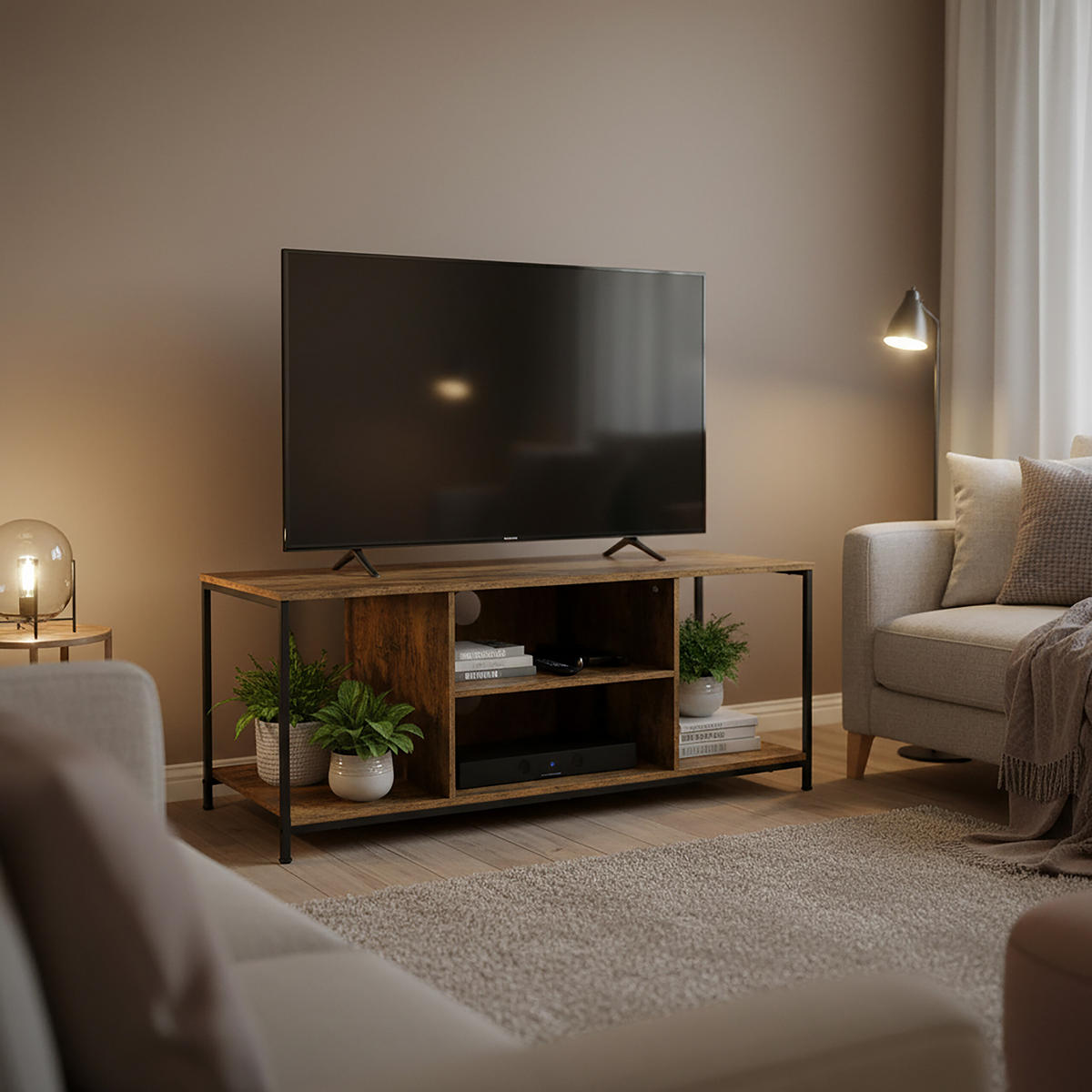 TV-LOWBOARD - Multicolor, Holzwerkstoff/Metall (120/50/40cm) - Relaxdays