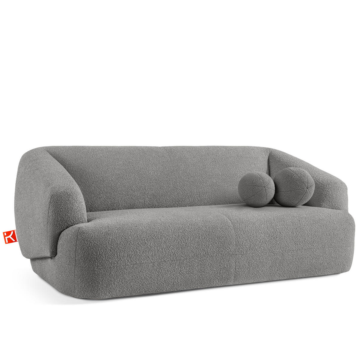 EINZELSOFA VIRA, Grau, Bouclé - Schwarz/Grau, Holz/Holzwerkstoff (210/84/100cm) - KONSIMO®
