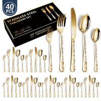BESTECKSET 40-teilig Edelstahl - Goldfarben, Metall - Authentics