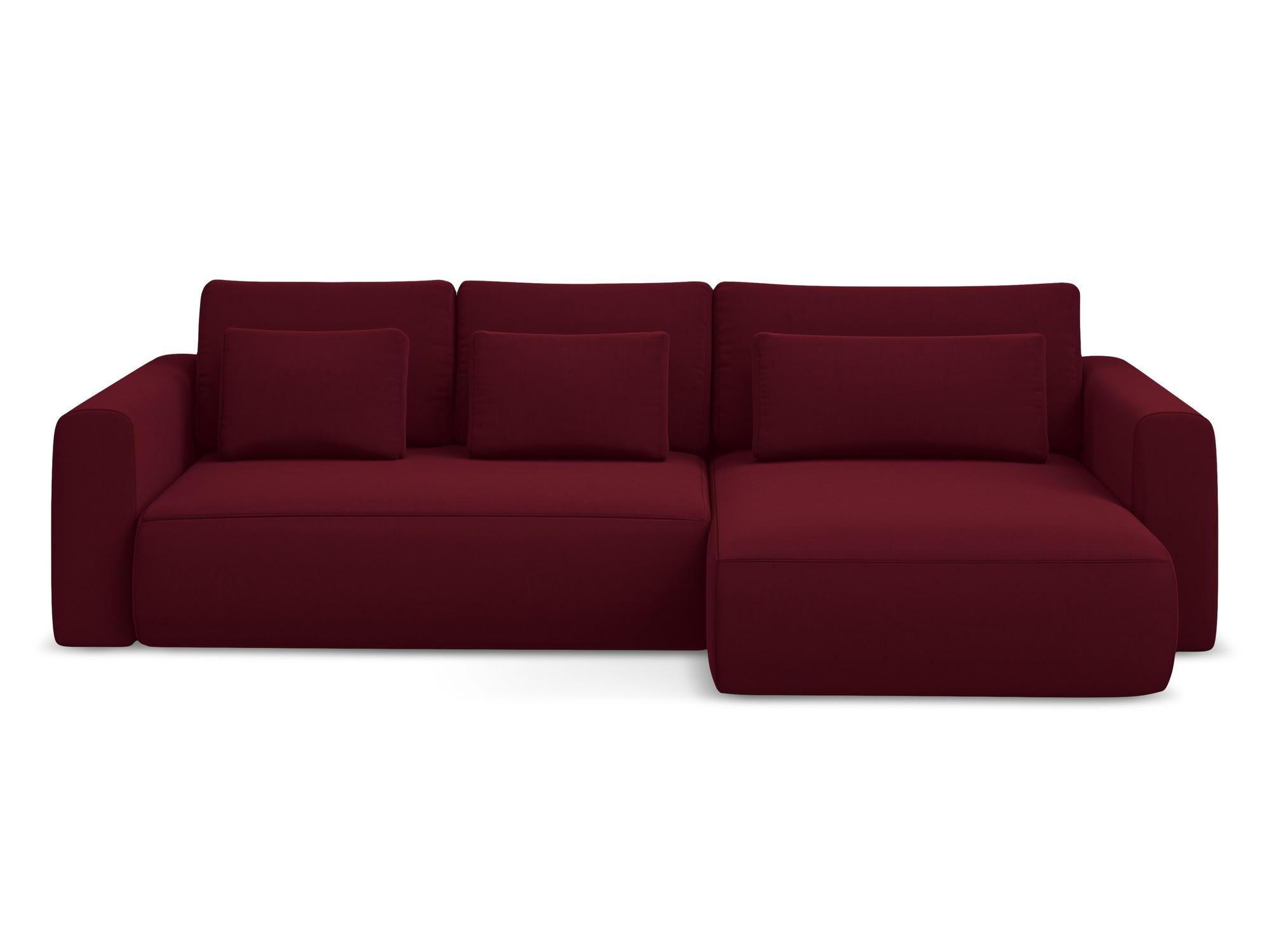 ECKSOFA mit Schlaffunktion Samt Stoff Rot - Bordeaux/Rot, Kunststoff/Textil (278/149cm) - Makamii