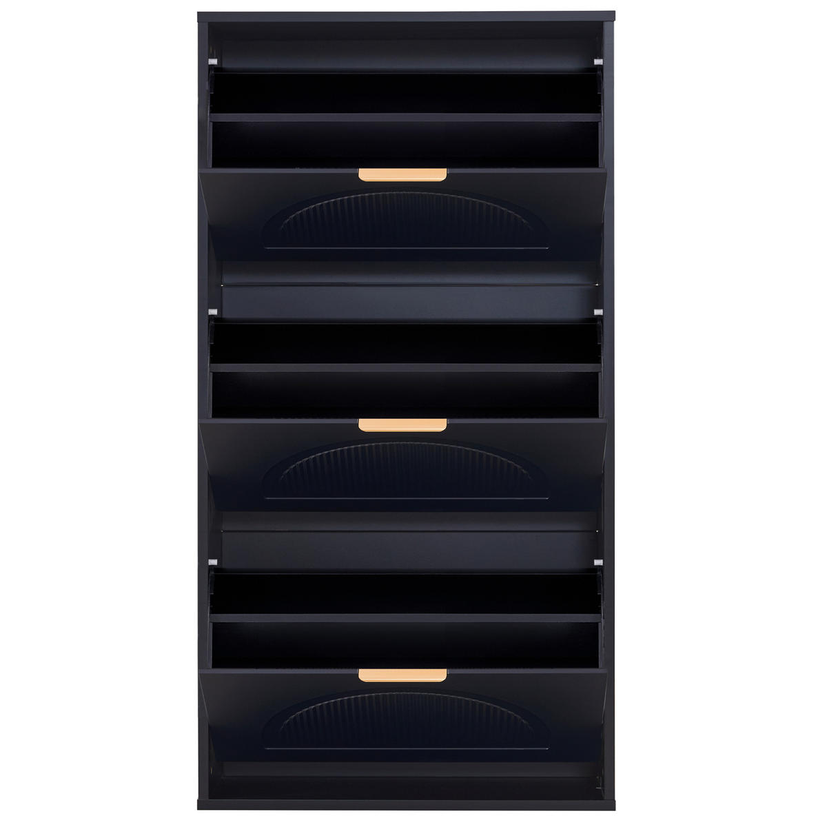SCHUHSCHRANK 60/24/114 cm mit 3 Klappen und Kippsicherung, platzsparend aus MDF und Spanplatte, Schwarz - Schwarz, Holzwerkstoff (60/114/24cm) - Redom