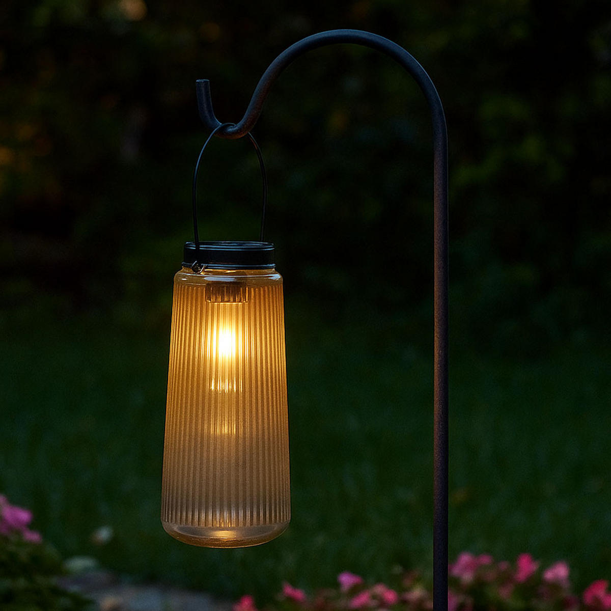 LED AUSSENLEUCHTE Solar Laterne Schwarz - Schwarz, Glas (11.5/11.5/25cm) - Globo Lighting