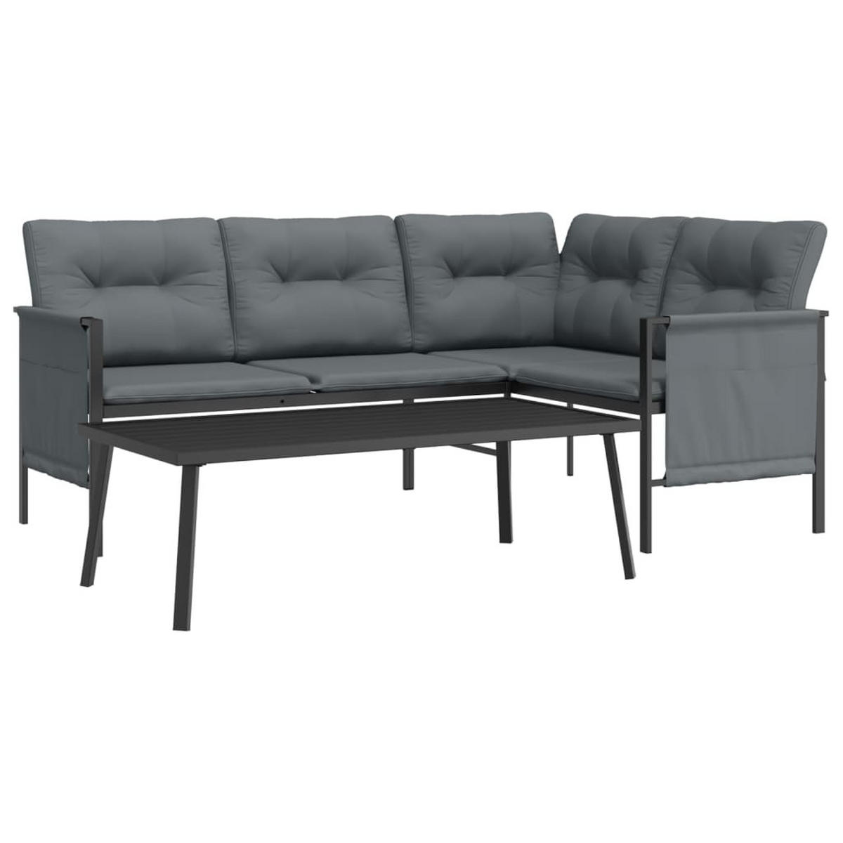 LOUNGEGARNITUR mit Auflagen und 110 cm Couchtisch, aus Stah, Anthrazit, 2-teiliges Set - Anthrazit, Metall - vidaXL