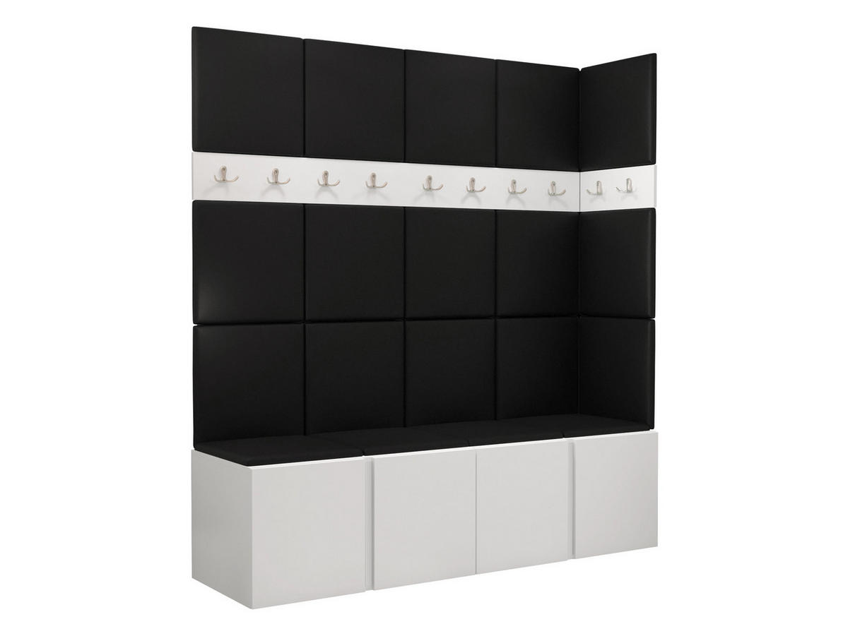 GARDEROBEN-SET Orion II - Schwarz/Weiß, Holzwerkstoff/Kunststoff (168/186/46cm) - MIRJAN24