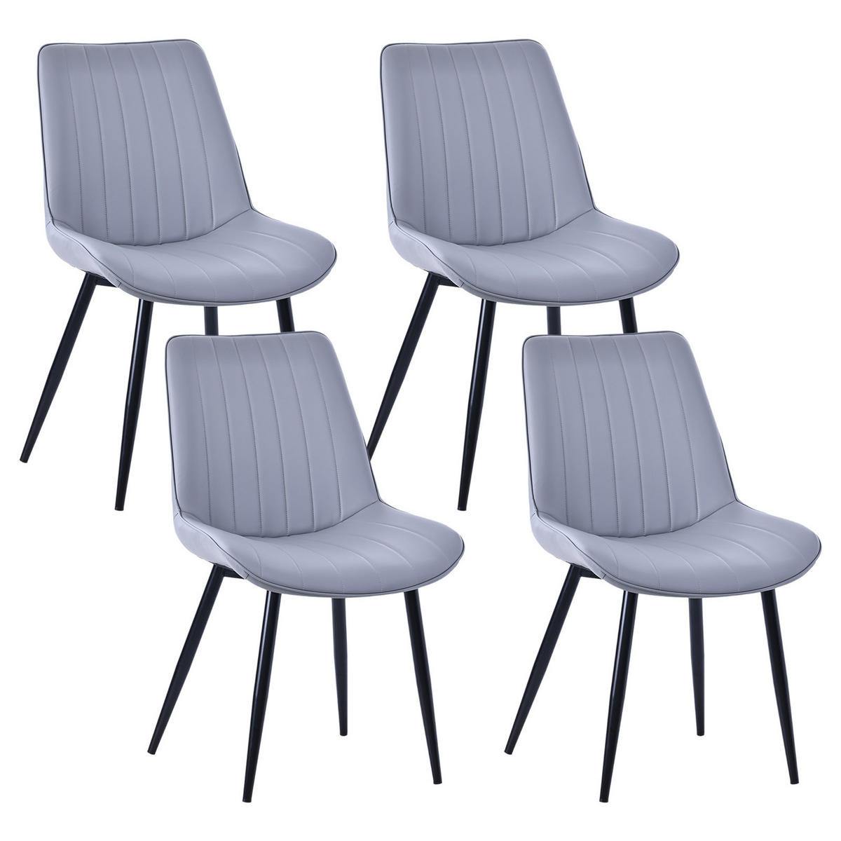 STUHL-SET 4 Stück Kunstleder-YZ1 - Dunkelgrau, Textil/Metall (53/88/62.5cm) - HOMAVO