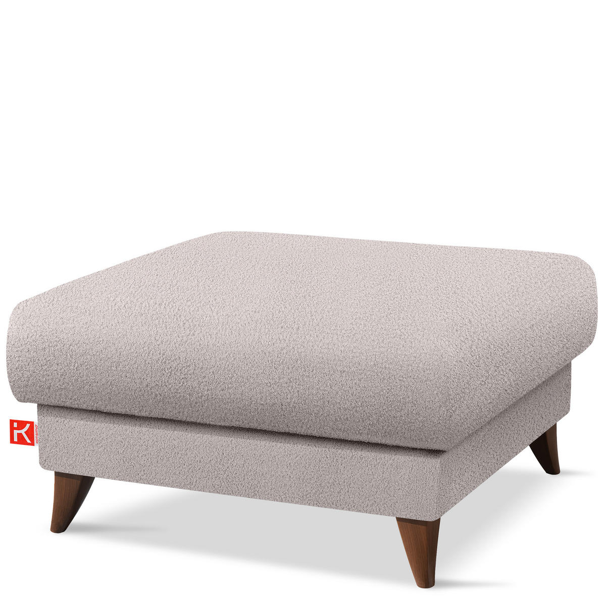 HOCKER GUSTAVO Bouclé, Grau - Grau, Holz/Holzwerkstoff (92/49/92cm) - KONSIMO®
