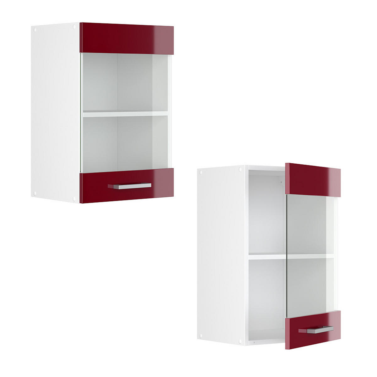 KÜCHENGLASSCHRANK R-Line Rot Hochglanz 40 cm - Rot/Weiß, Holzwerkstoff (40/60/31cm) - Vicco