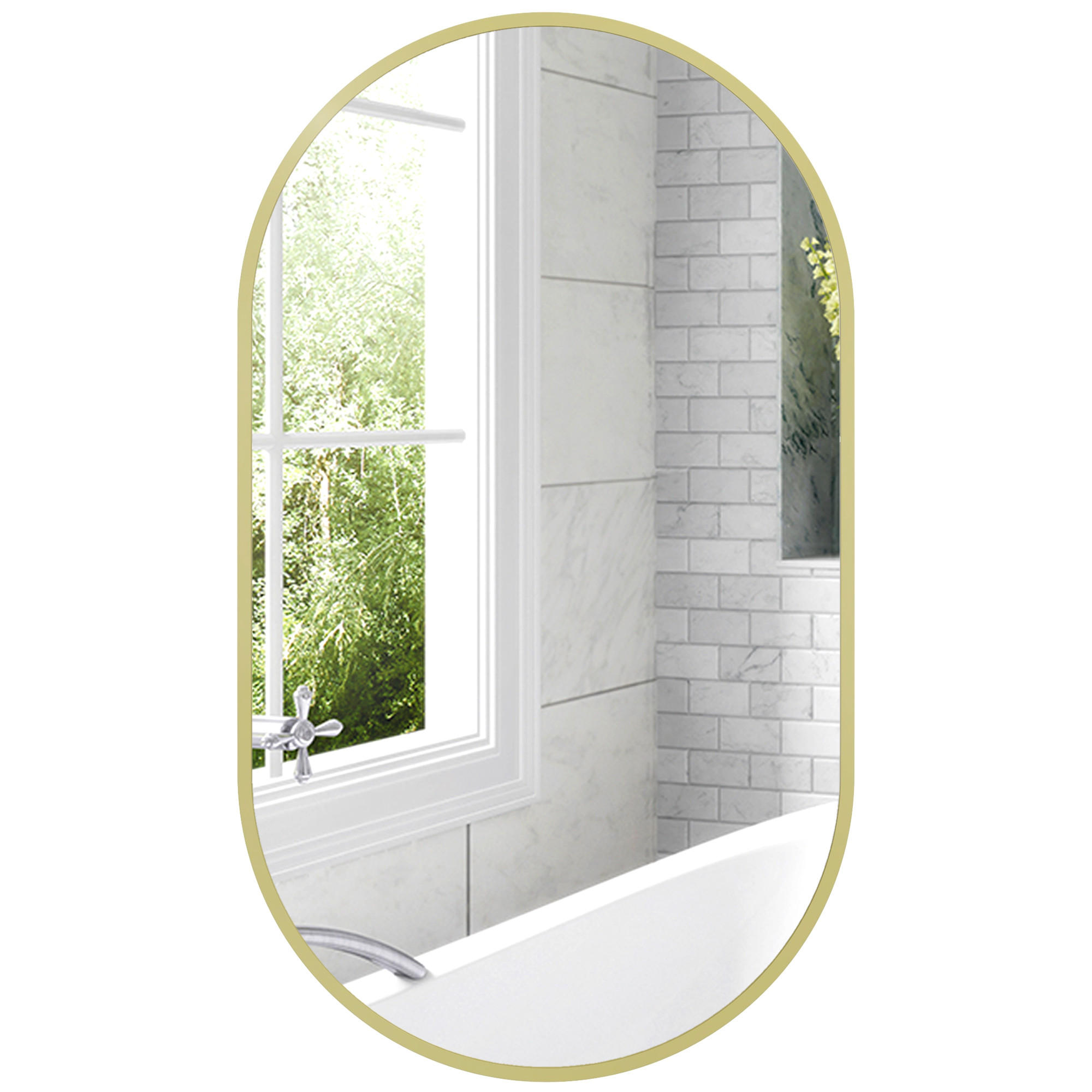 WANDSPIEGEL Goldfarben Oval 40/70 cm - Goldfarben, Metall (40/70/3cm) - PANGIVO