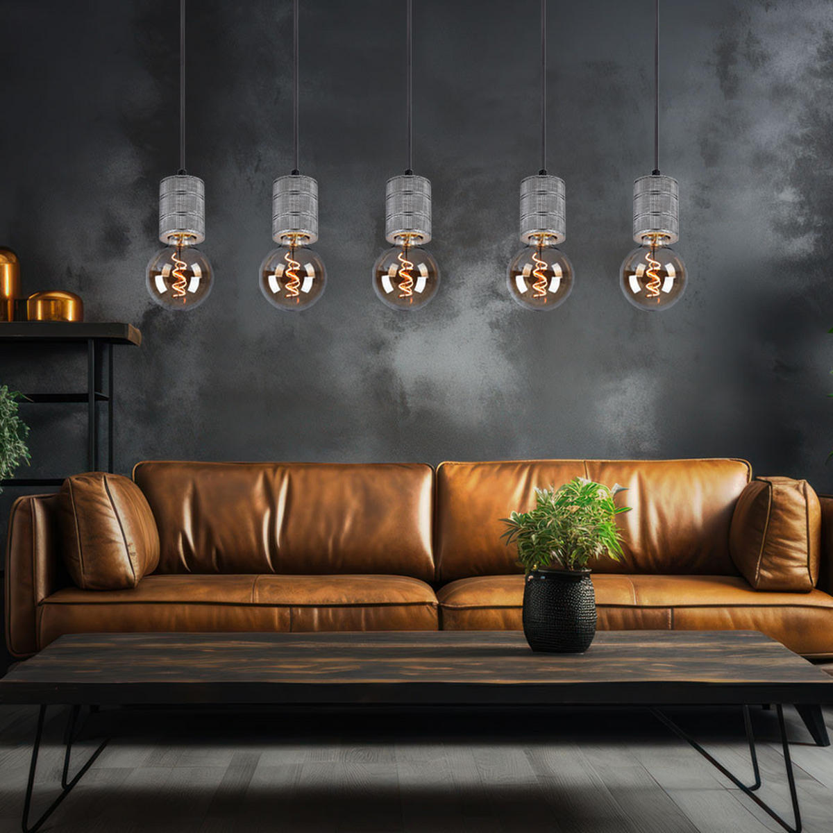 HÄNGELEUCHTE Silber Gemustert Höhenverstellbar - Silberfarben, Metall (115/10/120cm) - Globo Lighting