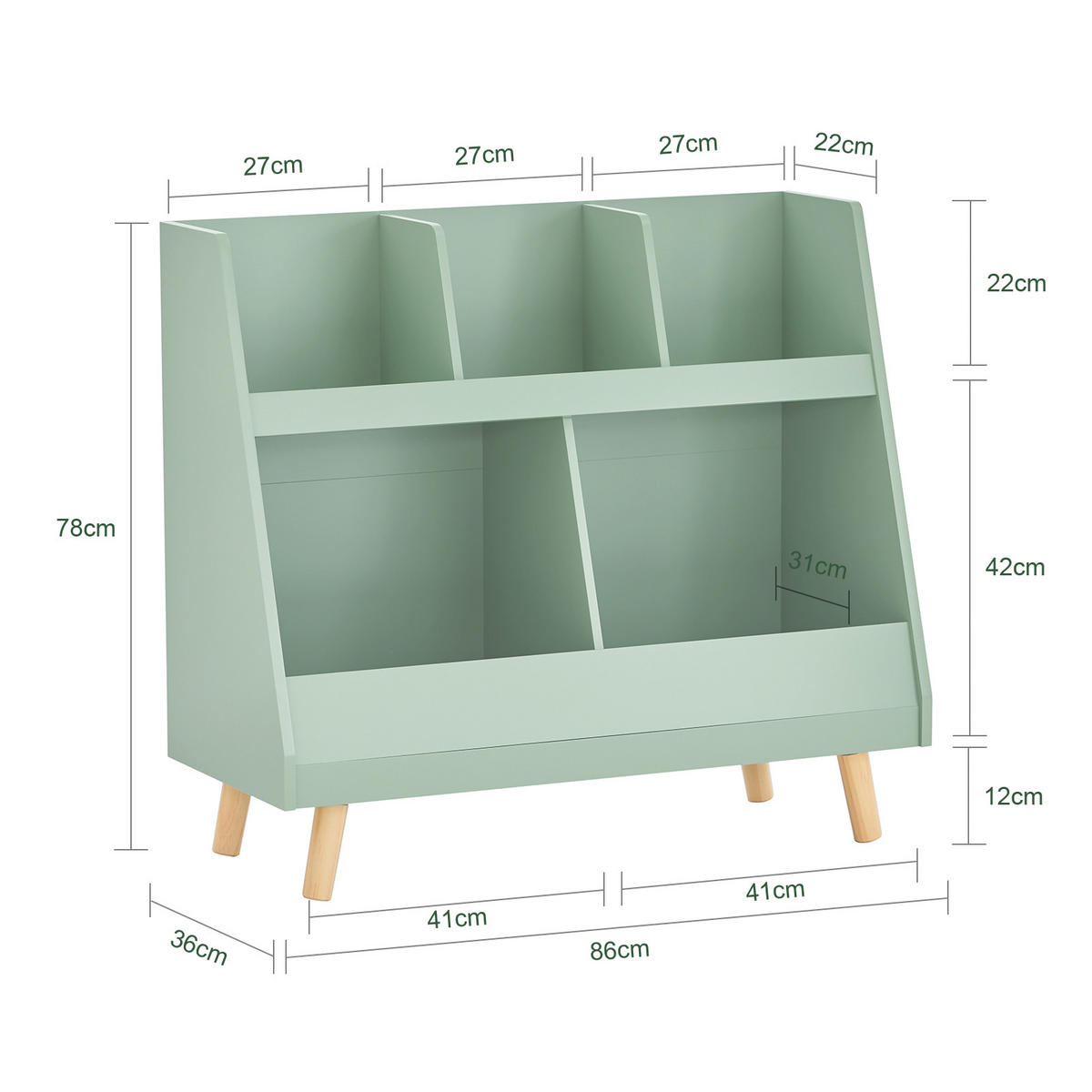 KINDERREGAL Grün - Grün, Holzwerkstoff (86/78/36cm) - SoBuy