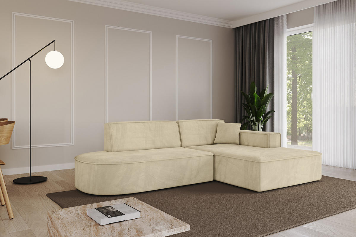 ECKSOFA Ottomane Rechts IREA-L1-v4 - 232x165x77 cm Beige - Taupe, Holzwerkstoff/Textil (232/165cm) - ALTDECOR