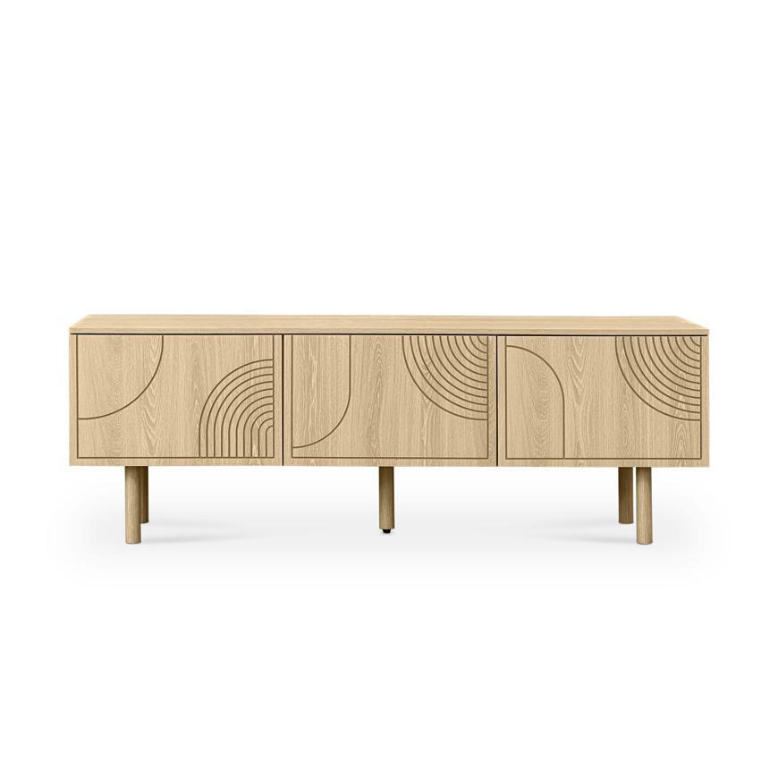 TV-LOWBOARD Saskia 160cm 3 Türen Eichenoptik Skandinavischer - Eichefarben/Kieferfarben, Holz (160/55/40cm) - Sicaan