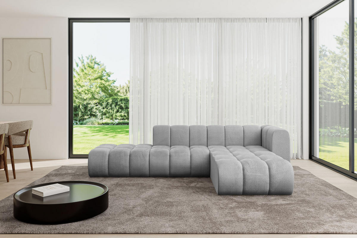 ECKSOFA modulares Sofa Zuvon-L1 - 296x177x70 cm Grau - Hellgrau, Holzwerkstoff/Textil (296/177cm) - ALTDECOR