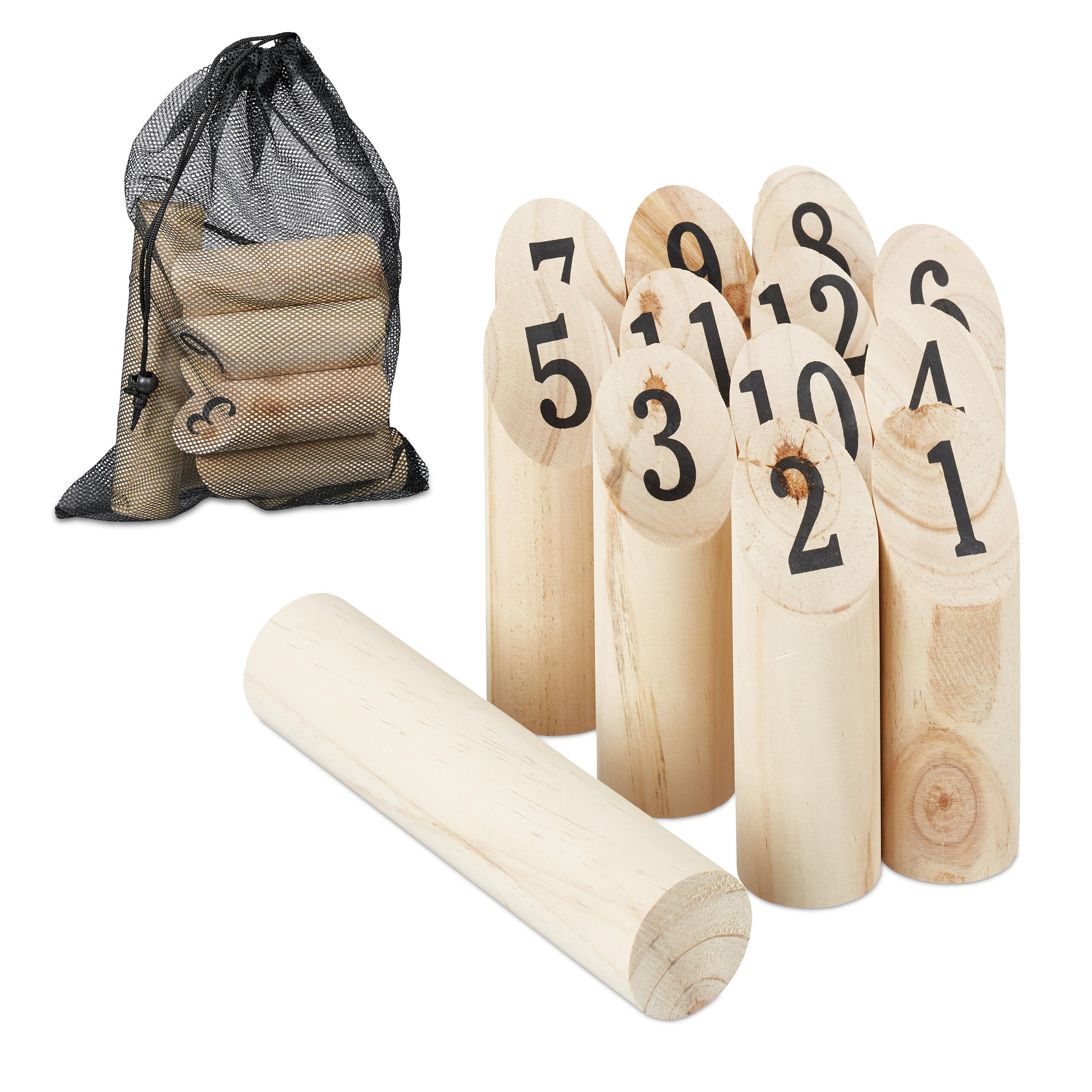 KUBB Wikingerspiel - Hellbraun, Holz/Textil (4.5/22.5/4.5cm) - Relaxdays