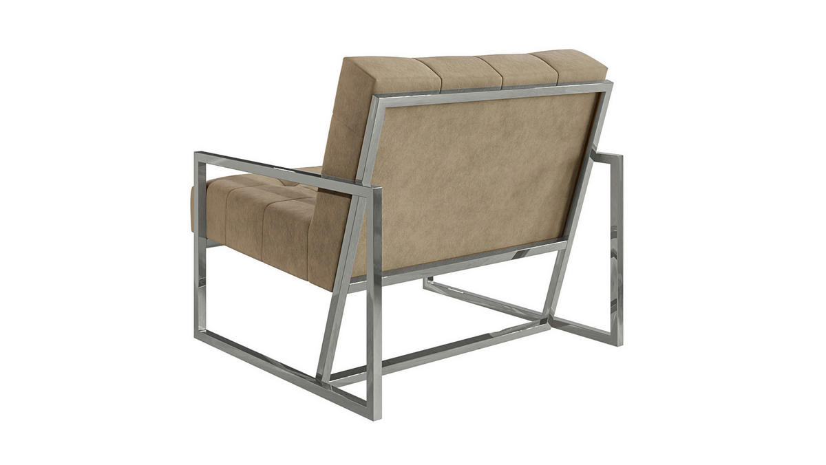 LOUNGESESSEL Duban Beige Samtstoff - Beige/Silberfarben, Holz/Textil (84/81/89cm) - S-Style Möbel