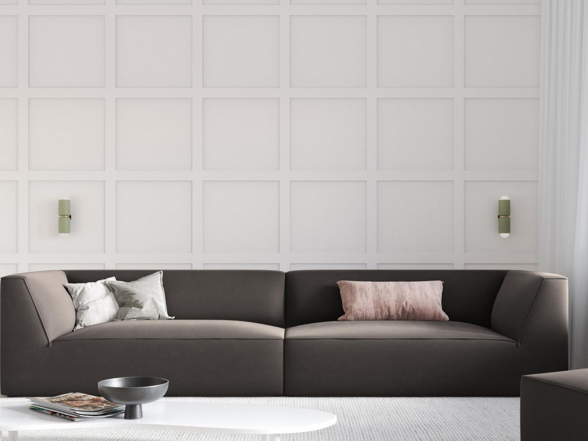 SOFA Ruby aus Samt dunkelgrau 4 Sitzplätze - Dunkelgrau, Textil (93/69/302cm) - Micadoni