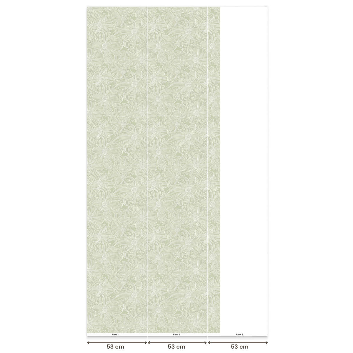 TAPETE - Gelassenheit - Blumen - Grün - 120x300 cm - Salbeigrün, Papier (120/300cm) - OnlyWow