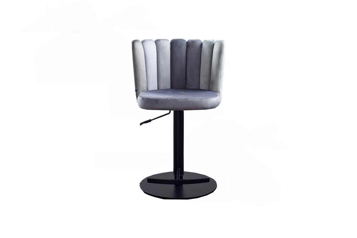 BARHOCKER JADA Grau Velvet - Schwarz/Grau, Kunststoff/Textil (55/85/53cm) - KAWOLA