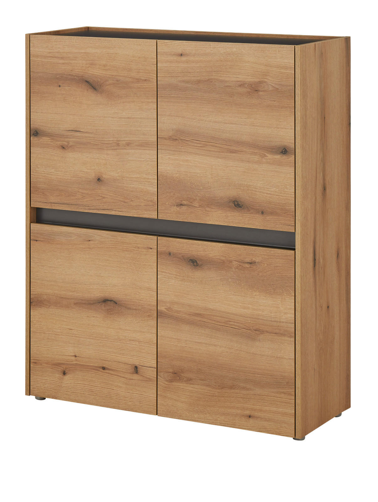 HIGHBOARD Eiche Evoke, grau 100 cm, Kommode mit 8 Fächern - Eichefarben/Schwarz, Holz/Holzwerkstoff (100/120/40cm) - Furn.Design