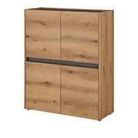 HIGHBOARD Eiche Evoke, grau 100 cm, Kommode mit 8 Fächern - Eichefarben/Schwarz, Holz/Holzwerkstoff (100/120/40cm) - Furn.Design