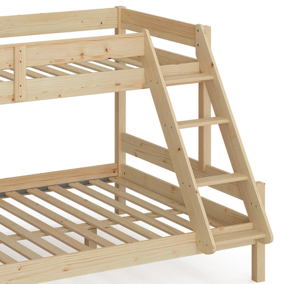 ETAGENBETT Everest Naturholz 140x200/90x200 cm - Eichefarben, Holz (140/200cm) - VitaliSpa