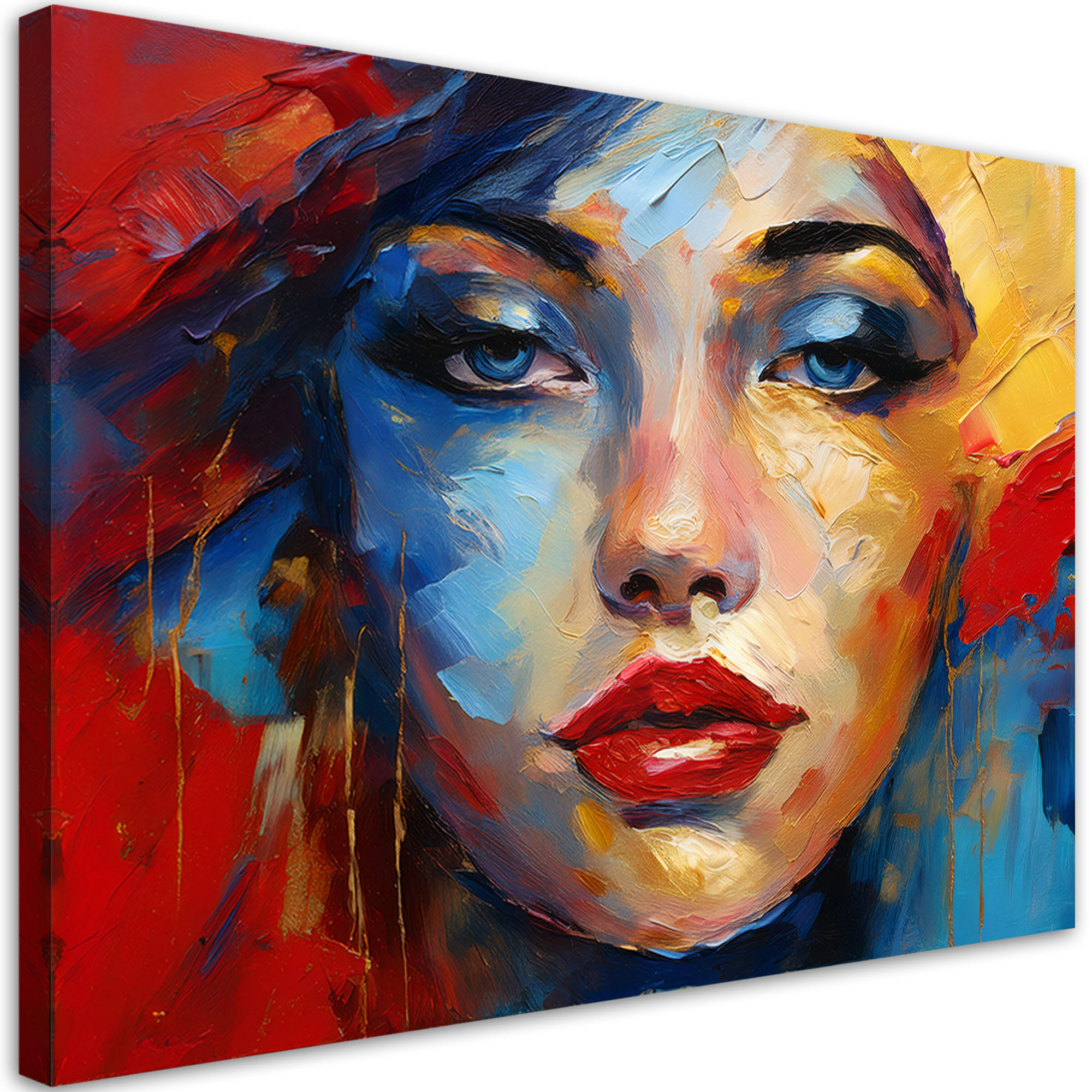 WANDBILD frau gesichtsfarbe - Multicolor, Textil (60/40cm) - Feeby