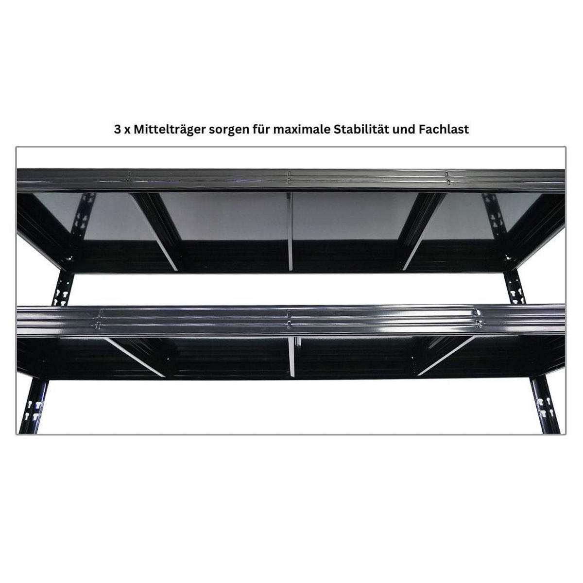 SCHWERLASTREGAL Rhino 3er-Set 180x200x60 cm 4 Stahlplatten-Ebenen Fachlast 500 kg Schwarz - Schwarz, Metall (200/180/60cm) - PROREGAL