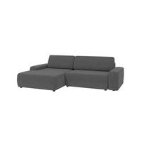 ECKSOFA Lopez Grau Samt-Stoff - Schwarz/Grau, Holz/Kunststoff (264/162cm) - S-Style Möbel