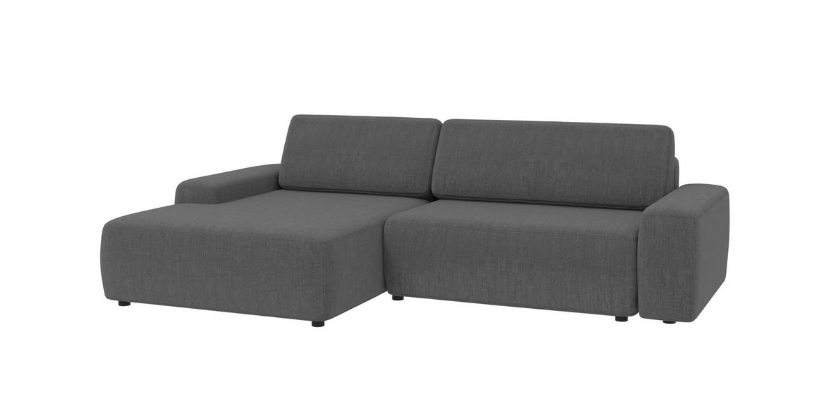ECKSOFA Lopez Grau Samt-Stoff - Schwarz/Grau, Holz/Kunststoff (264/162cm) - S-Style Möbel