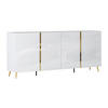 SIDEBOARD mit 4 Türen - 200 cm - Hochglanz Weiß & Gold - MARZIALO - Weiß, Holz (199.3/87.2/41cm) - Vente-Unique
