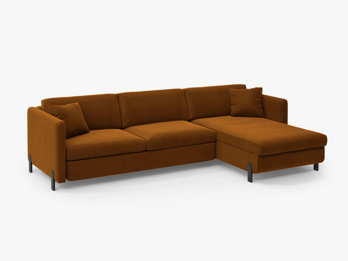 ECKSOFA ausklappbar rechts Gloria aus Samt braun 4 Sitzplätze - Braun, Textil (260/170cm) - Micadoni