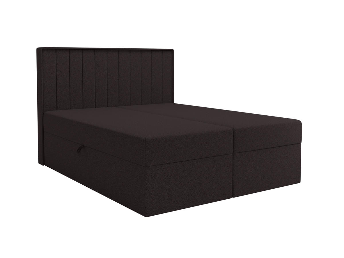 BOXBETT - Taschenmatratze + Topper 160x200 dunkelbraun Bouclé - Dunkelbraun, Holz/Holzwerkstoff (160/200cm) - SIMKAM Furniture