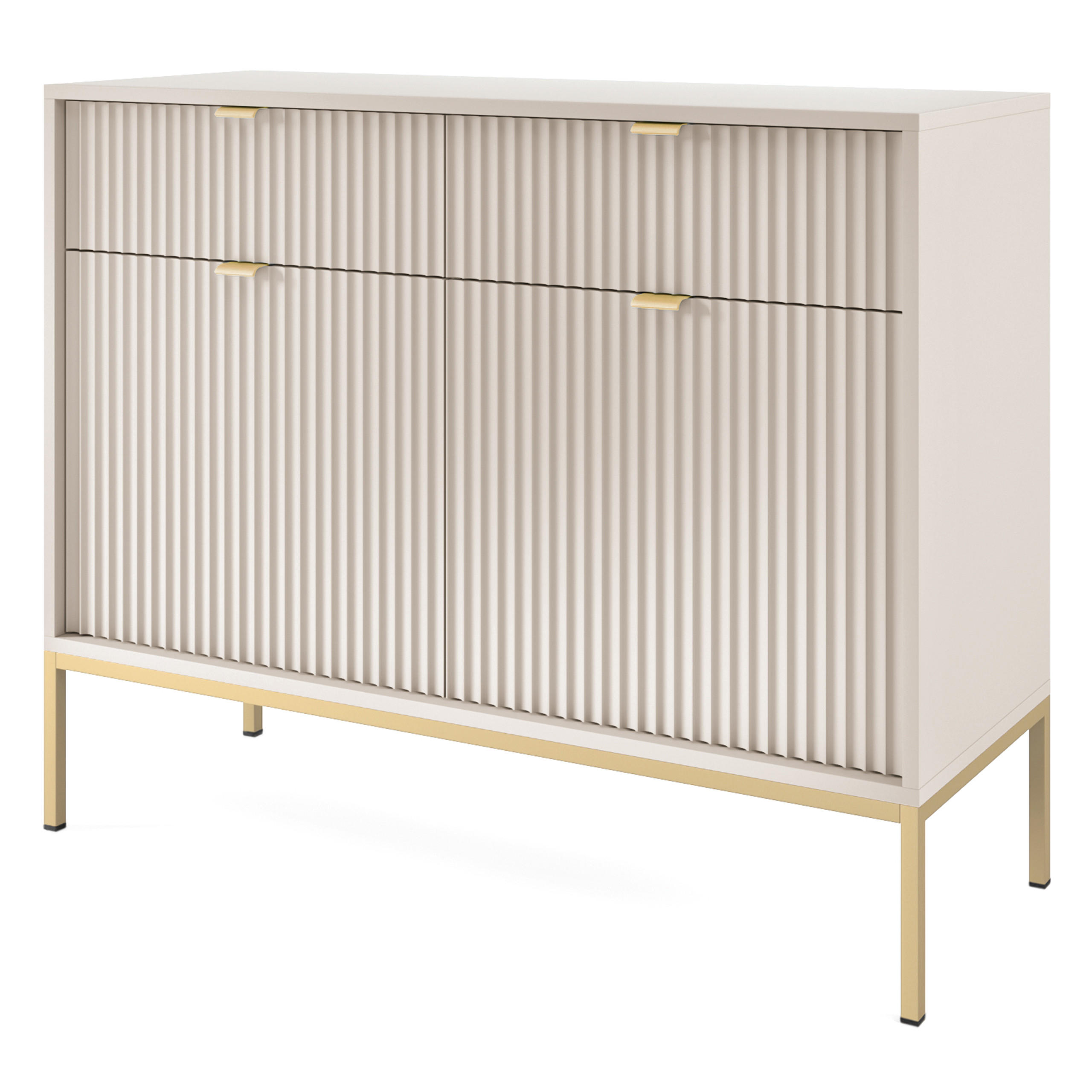SIDEBOARD STELLARE 104/83/39cm mit 2 Schubladen 2 Türen Kaschmir - Kaschmir/Goldfarben, Holzwerkstoff (104/83/39cm) - MASSENO