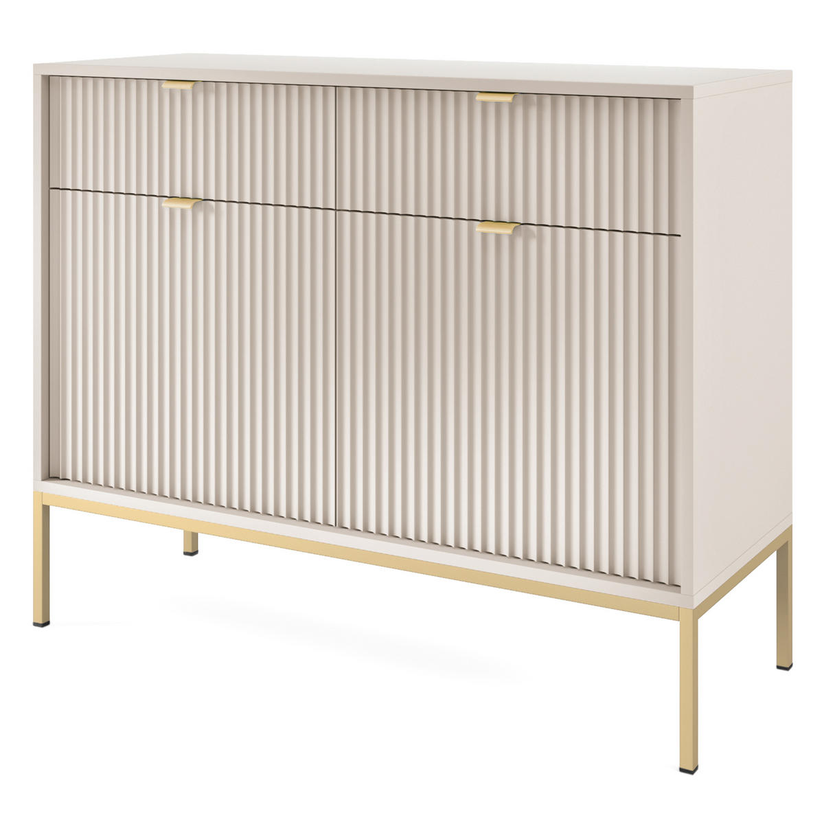 SIDEBOARD STELLARE 104/83/39cm mit 2 Schubladen 2 Türen Kaschmir - Kaschmir/Goldfarben, Holzwerkstoff (104/83/39cm) - MASSENO