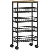 SERVIERWAGEN DE-41494 40/24/81,5 cm, 4 Etagen und 4 Körbe Schwarz - Schwarz, Metall (40/81.5/24cm) - ComfortXL