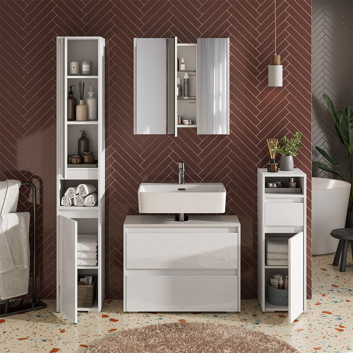 DOLNÍ SKŘÍŇKA POD DŘEZ Majest Bílá/bílý vysoký lesk - bílá/vysoce lesklá bílá, kompozitní dřevo (80.1/62/30.1cm) - Vicco