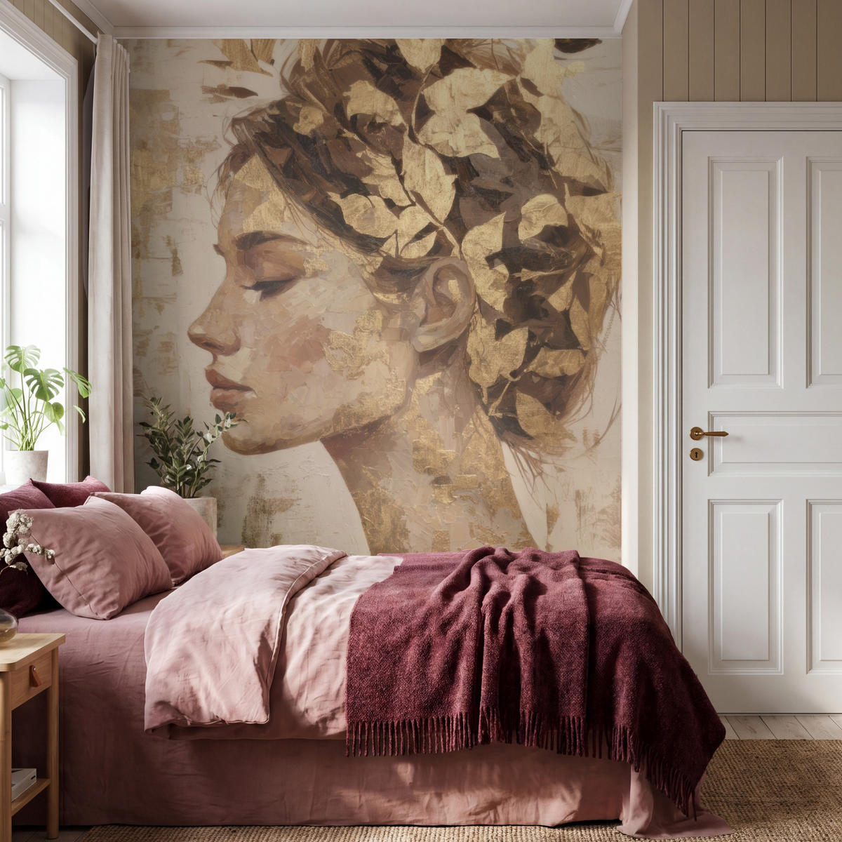 TAPETE - Frau - Gold - Abstrakt - Textur - 200x240 cm - Goldfarben, Papier (200/240cm) - OnlyWow