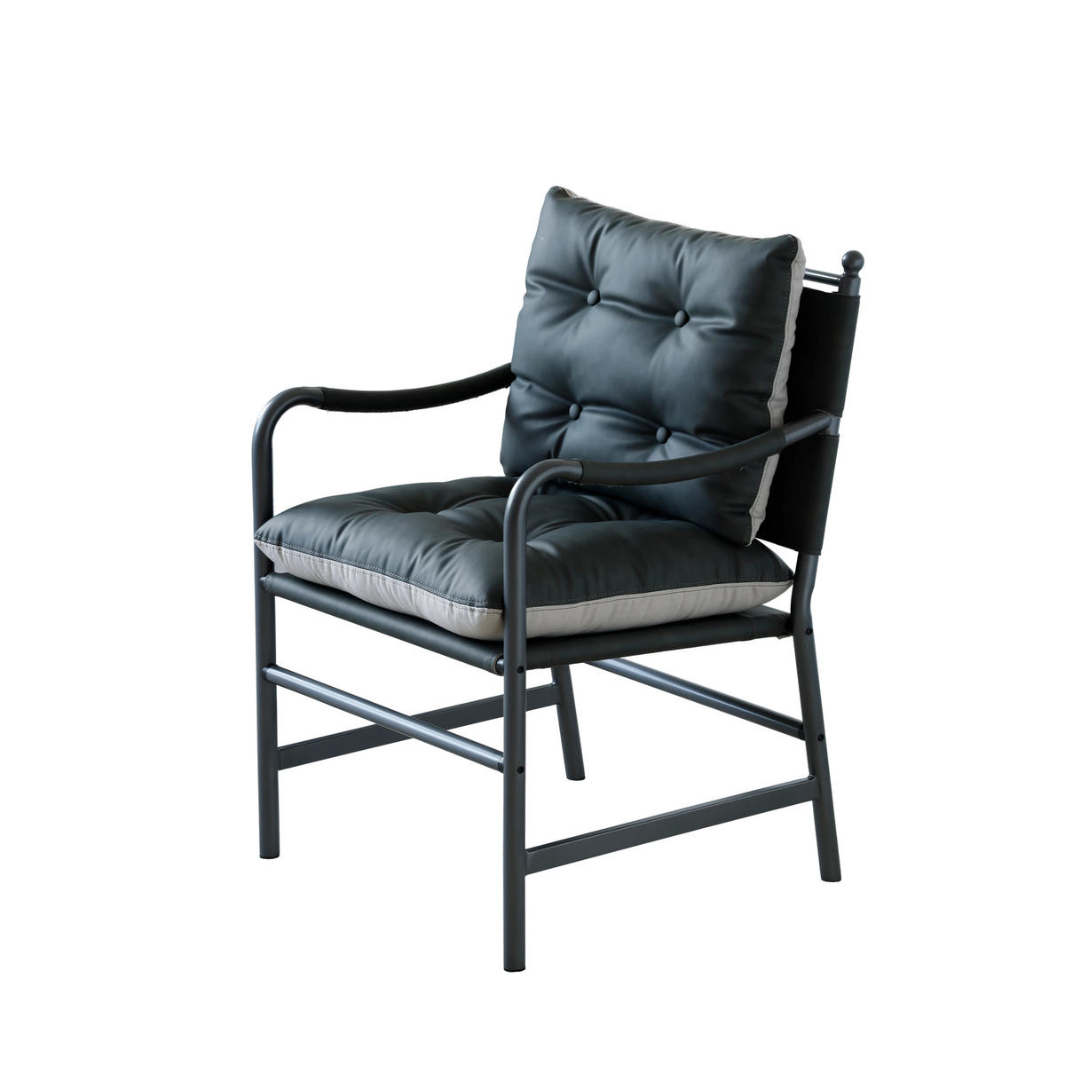 SESSEL PU-Leder mit schwarzem Metallrahmen, DE-42431, Braun - Schwarz, Metall (62/90/60cm) - ComfortXL