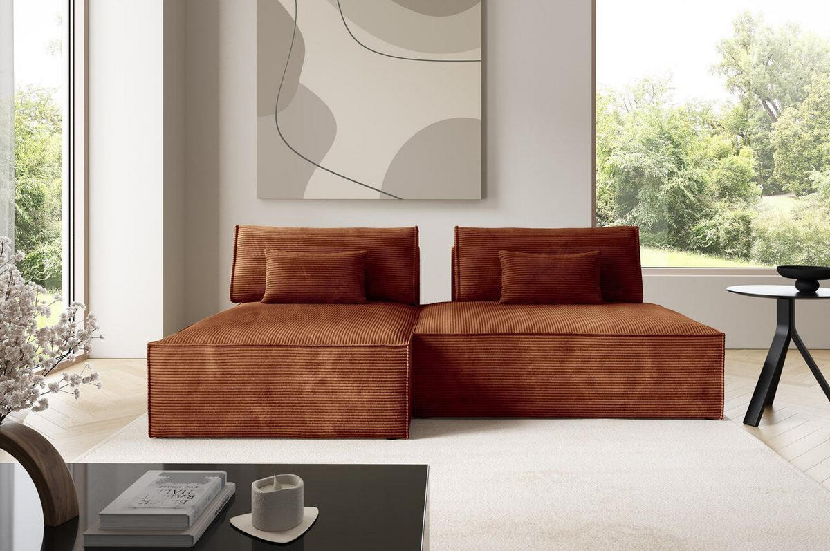 ECKSOFA mit Schlaffunktion Kupfer - Kupferfarben, Textil (236/148cm) - Furnisell