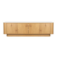 LOWBOARD Almira Niedrig 180 cm / Marmoroptik Natural - Naturfarben, Holzwerkstoff (180/50/40cm) - Housecraft Living