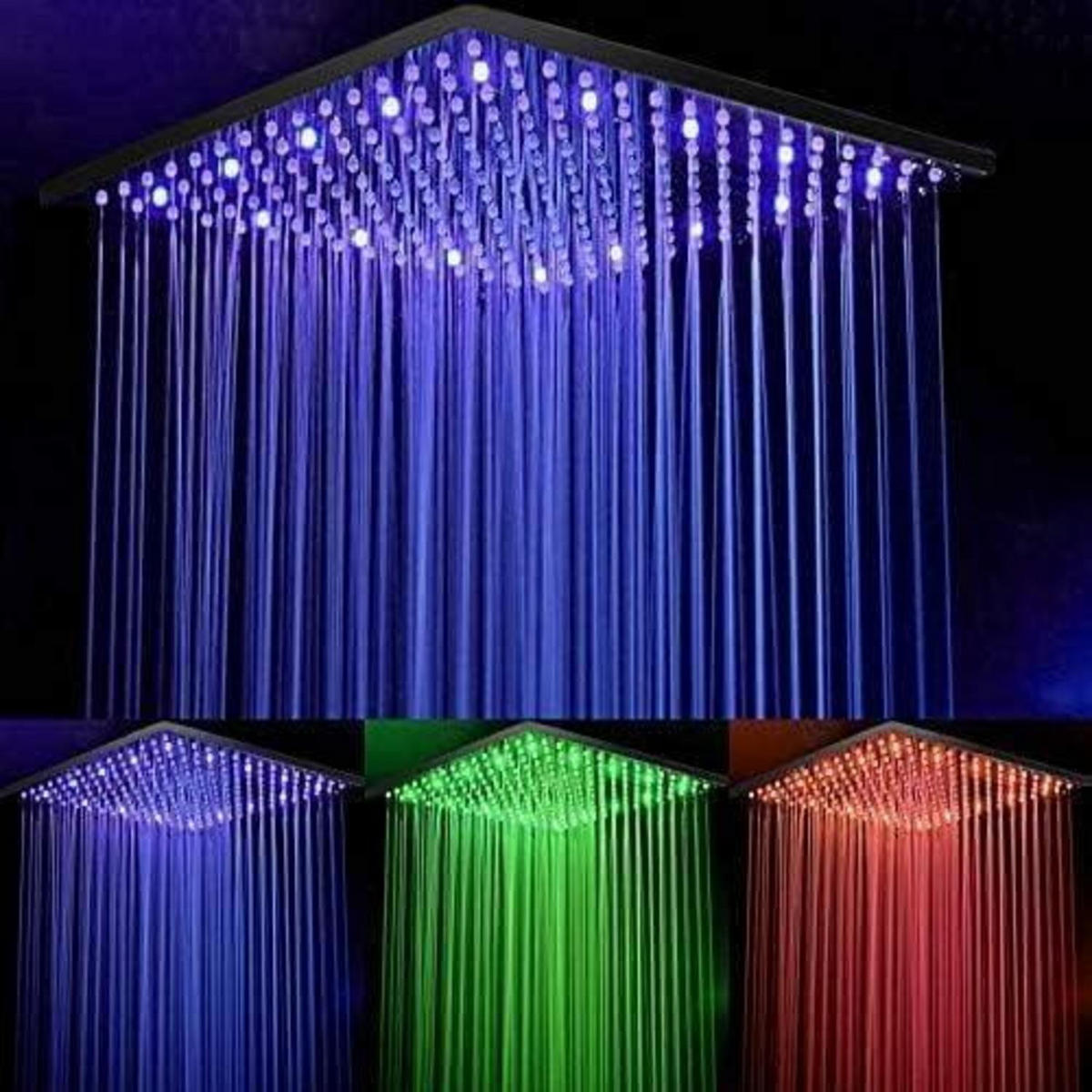 DUSCHKOPF LED Deckenbrause 30 x 30 cm mit Farbwechsel Schwarz - Anthrazit, Metall (30/12.7/30cm)
